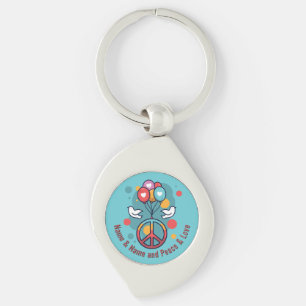 Naam tekst Vredesliefde Boho Hippie Doves wijzigen Sleutelhanger