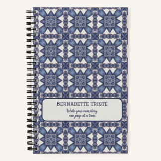 Naam Tekst Waterverf Abstract Geometrisch Patroon Notitieboek