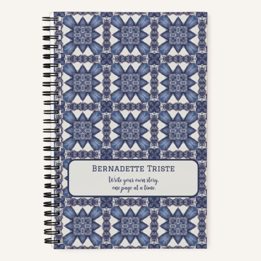 Naam Tekst Waterverf Abstract Geometrisch Patroon Notitieboek (Voorkant)