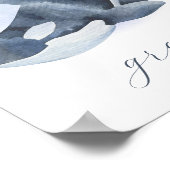 Naam tekst wit blauw aquarel orka orka poster (Hoek)