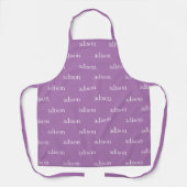 naam, tekst, wit patroon lavender schort (Voorkant)