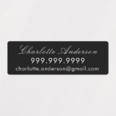 Naam telefoon e-mail zwart wit script labels (Design 1)