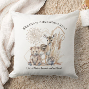 Naam Text Boho Woodland Forest Animal Neutral Kussen