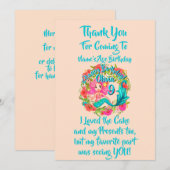 Naam Tijdstip roze zeemeermin blauwe staart Birthd Bedankkaart (Voorkant / Achterkant)