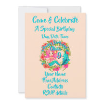 Naam Tijdstip roze zeemeermin blauwe staart Birthd