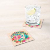 Naam Tijdstip roze zeemeermin blauwe staart Birthd Kartonnen Onderzetters (Insitu)