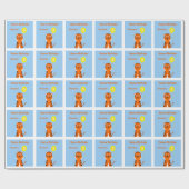 Naam tijger 5e verjaardag gele ballon toevoegen cadeaupapier (Vlak)