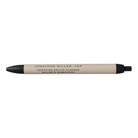 Naam Titel Bedrijf Typografisch Beige Zwarte Inkt Pen (Voorkant)