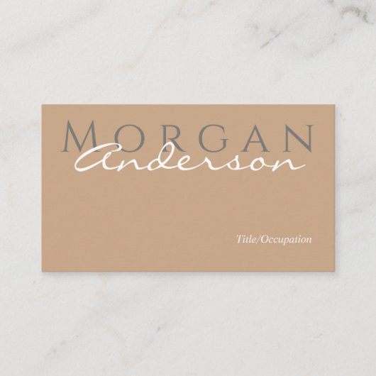 Naam Titel en contactgegevens, QR-code, Tan Grey W Visitekaartje (Voorkant)