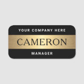 Naam, titel en firmanaam modern zwart goud naamplaatje (Voorkant)