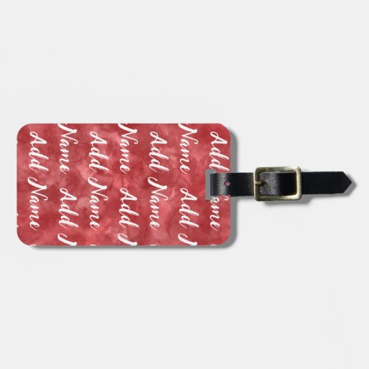 Naam toevoegen Aangepaste rode Waterverf Bagagelabel (Voorkant horizontaal)