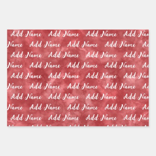 Naam toevoegen Aangepaste rode Waterverf Inpakpapier Vel (Voorkant 3)