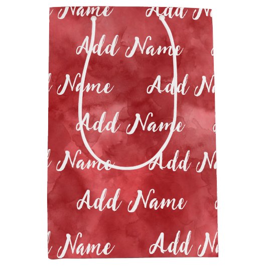 Naam toevoegen Aangepaste rode Waterverf Medium Cadeauzakje (Voorkant)