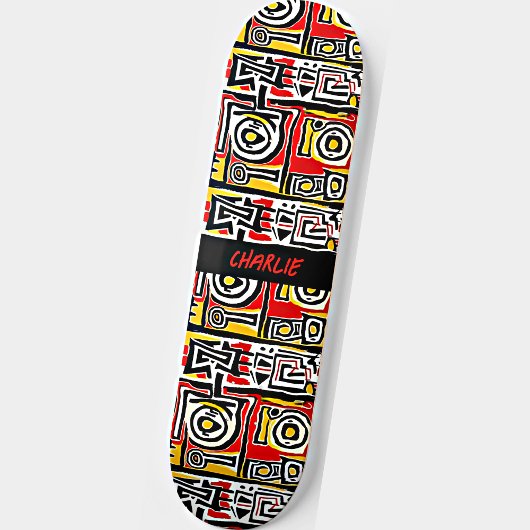 Naam toevoegen: Abstract rood geel zwart Persoonlijk Skateboard