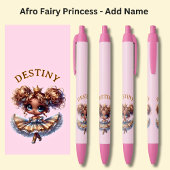Naam toevoegen, Afro Fairy Princess Dancing on Pin Zwarte Inkt Pen