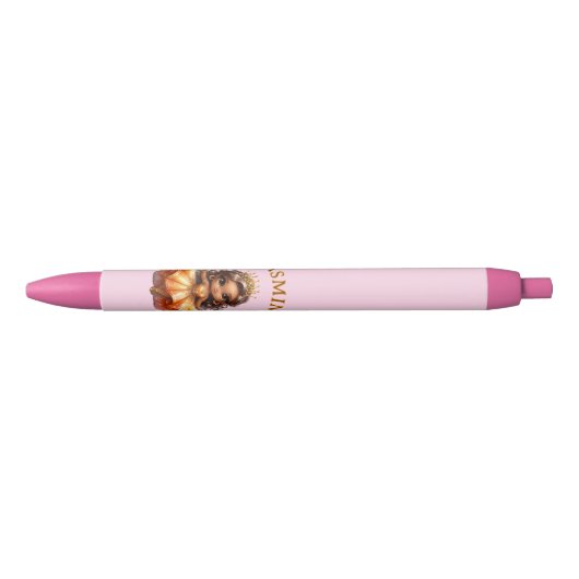 Naam toevoegen, Afro Fairy Princess on Pink Zwarte Inkt Pen (Voorkant)