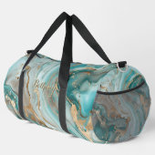 Naam toevoegen Aqua Blue Gold Marbled Plunjezak (Rechterhoek)