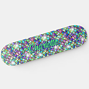 Naam toevoegen, Aqua Blue Roze Zeemeermin-weegscha Persoonlijk Skateboard