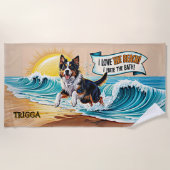 Naam toevoegen, Australian Shepherd Running in the Strandlaken (Voorkant)