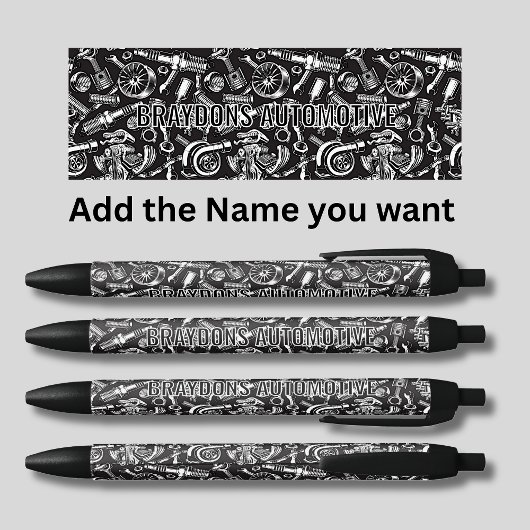 Naam toevoegen, Auto Auto Onderdelen, Mechanic Com Zwarte Inkt Pen