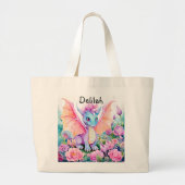 Naam toevoegen - Baby Dragon Wings & Flowers Grote Tote Bag (Voorkant)
