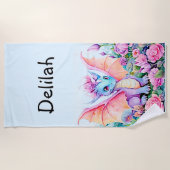 Naam toevoegen - Baby Dragon Wings & Flowers on Bl Strandlaken