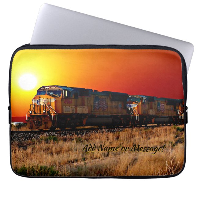 Naam toevoegen Bericht - Zonnediesellocomotief Laptop Sleeve (Voorkant)