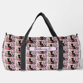 Naam toevoegen Black Cat & Flowers op Roze Plunjezak (Voorkant)
