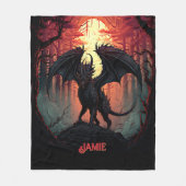 Naam toevoegen Black Dragon in Forest at Sunset Fleece Deken (Voorkant)