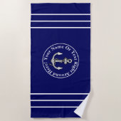 Naam toevoegen, Blauw wit, buisanker & strepen Strandlaken (Voorkant)