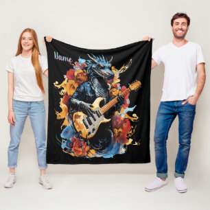 Naam toevoegen, Blauw & Zwart Gitaar Dragon Musici Fleece Deken