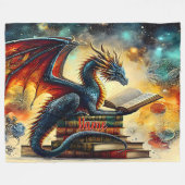 Naam toevoegen, Boek Dragon voor Fantasy Reader Bo Fleece Deken (Voorkant (Horizontaal))
