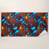 Naam toevoegen: Bright blauwe vlinders op gouden z Strandlaken (Voorkant)