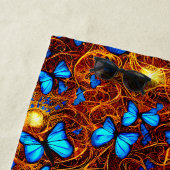 Naam toevoegen: Bright blauwe vlinders op gouden z Strandlaken (In situ)