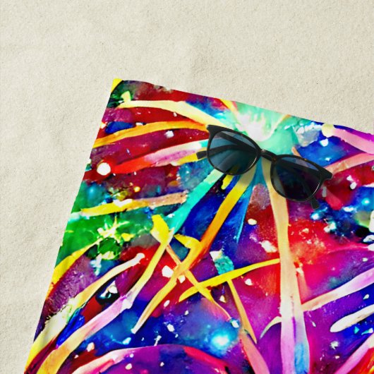 Naam toevoegen Bright Fireworks, Waterverf schilde Strandlaken (In situ)