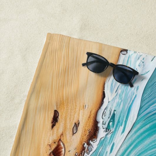 Naam toevoegen, Bulldog Running in Waves Strandlaken (In situ)