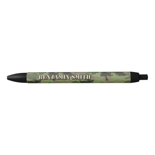 Naam toevoegen, Camo Brown Olive Green Zwarte Inkt Pen (Voorkant)