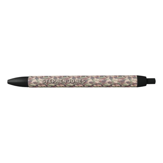 Naam toevoegen, Camo Desert Brown Sand Zwarte Inkt Pen (Voorkant)