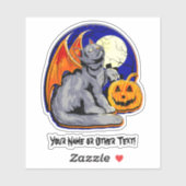 Naam toevoegen Cat Wings Pumpkin Moon Halloween Sticker (Vel)