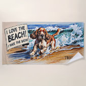 Naam toevoegen, Cocker Spaniel Splashing in Waves  Strandlaken (Voorkant)