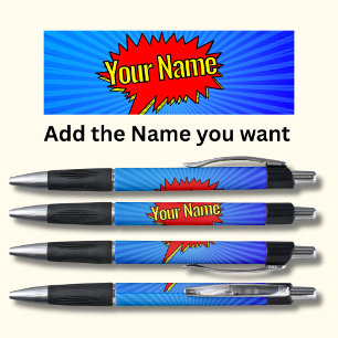 Naam toevoegen Comic Book Style Tekst Blauw Rood G Pen