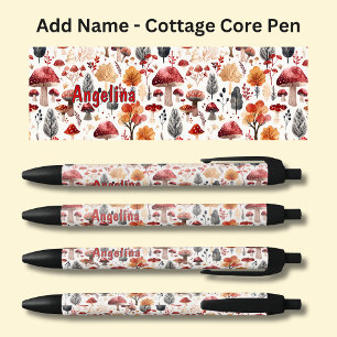 Naam toevoegen, Cottage Core Mushrooms Zwarte Inkt Pen