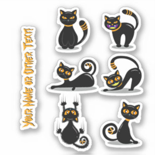 Naam toevoegen: Cute Black en Oranje katten Sticker