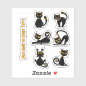 Naam toevoegen: Cute Black en Oranje katten Sticker (Vel)