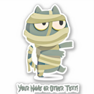 Naam toevoegen: Cute Cat Kitten Mummy Zombie Monst Sticker