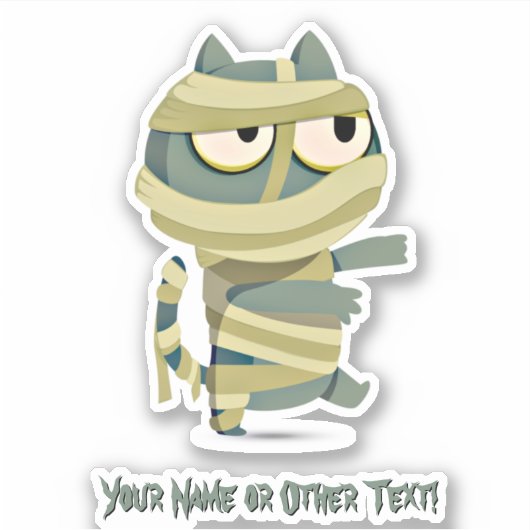 Naam toevoegen: Cute Cat Kitten Mummy Zombie Monst Sticker (Voorkant)