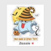 Naam toevoegen: Cute Ghost Pumpkin Moon Witch Pet  Sticker (Vel)