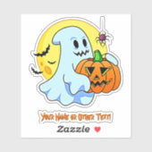 Naam toevoegen: Cute Ghost Pumpkin Spider Moon Bat Sticker (Vel)