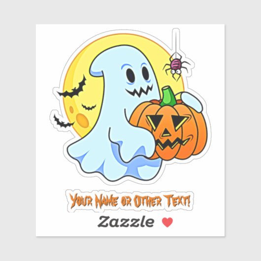 Naam toevoegen: Cute Ghost Pumpkin Spider Moon Bat Sticker (Vel)