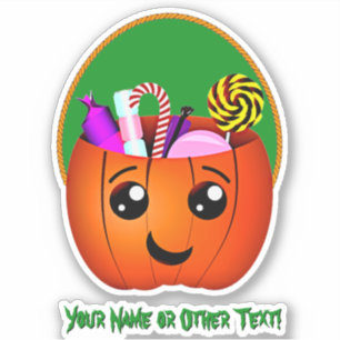 Naam toevoegen, Cute Halloween Pumpkin Bucket-beha Sticker